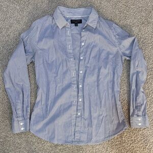 Banana Republic Women's Blue Striped Button Down Shirt
